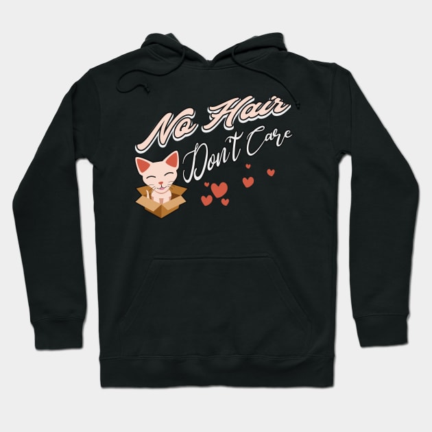 No Hair Don't Care Sphynx Cat in Box Hoodie by Foxxy Merch